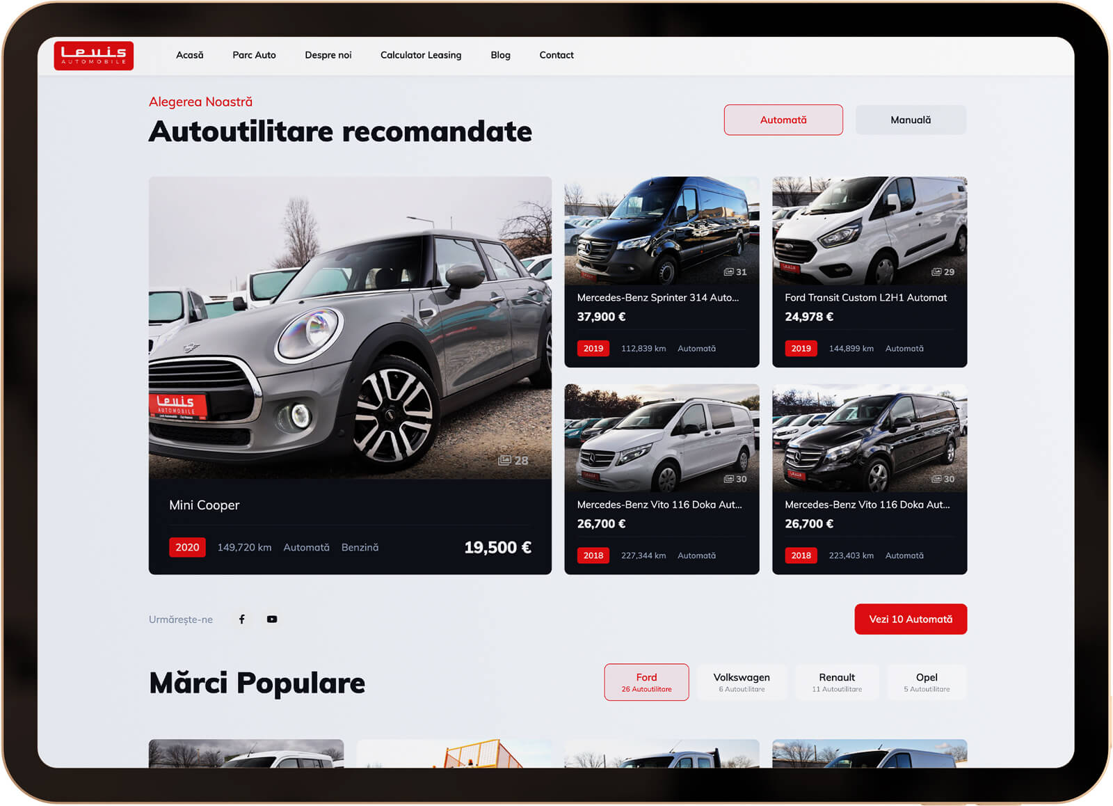 Levis Automobile - Vehicule recomandate