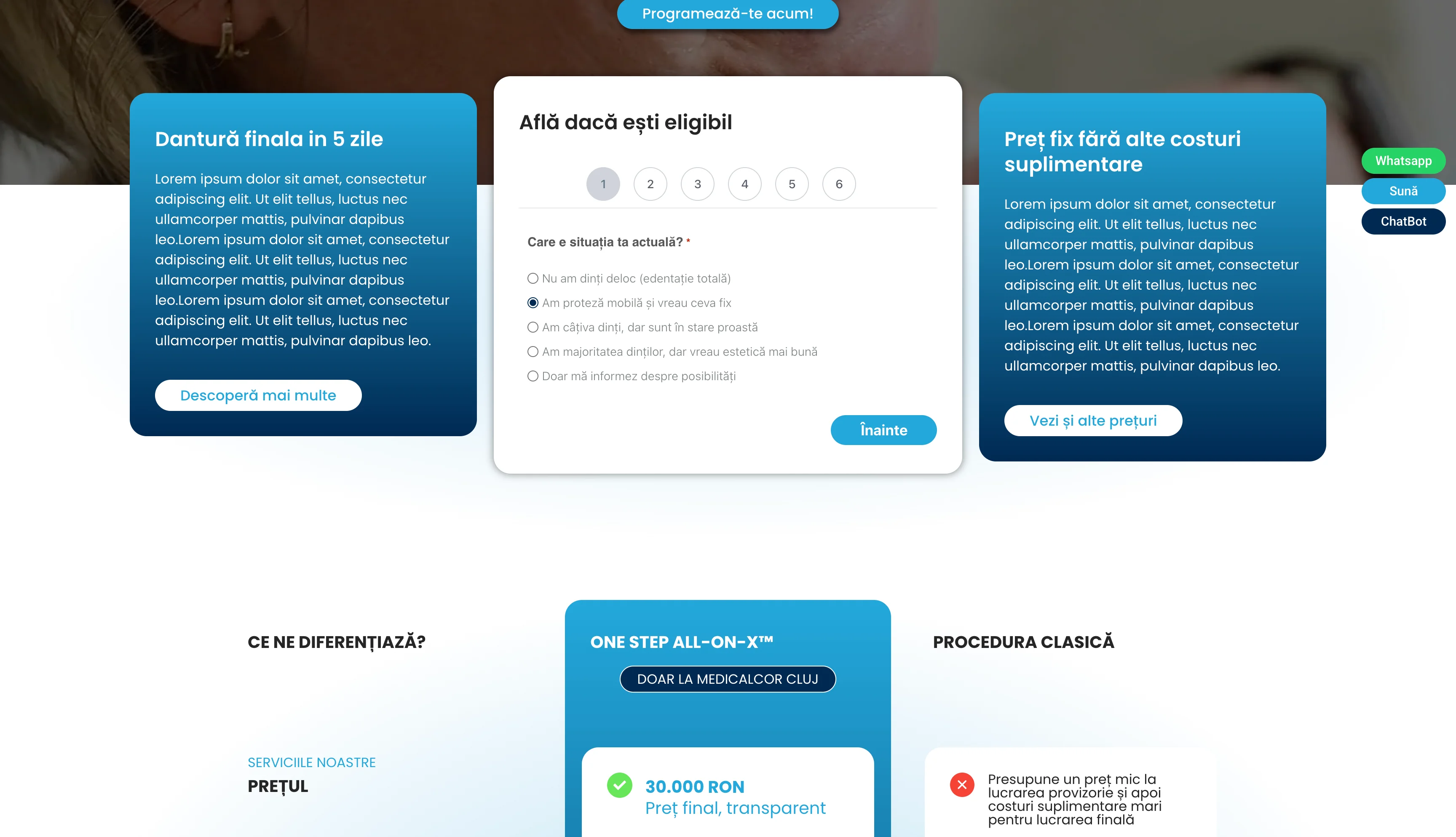 MedicalCor Website - Landing Page cu Quiz Eligibilitate